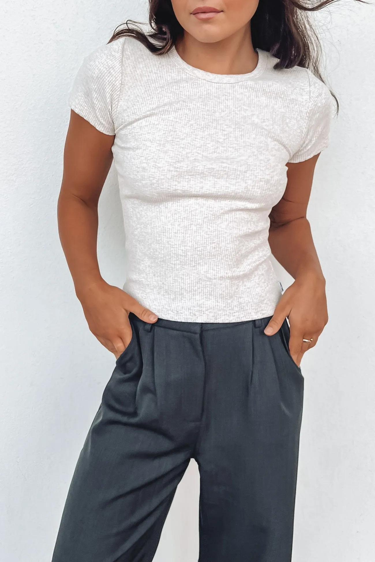 Zah Core Rib Tee Oat Soft touch finish funky