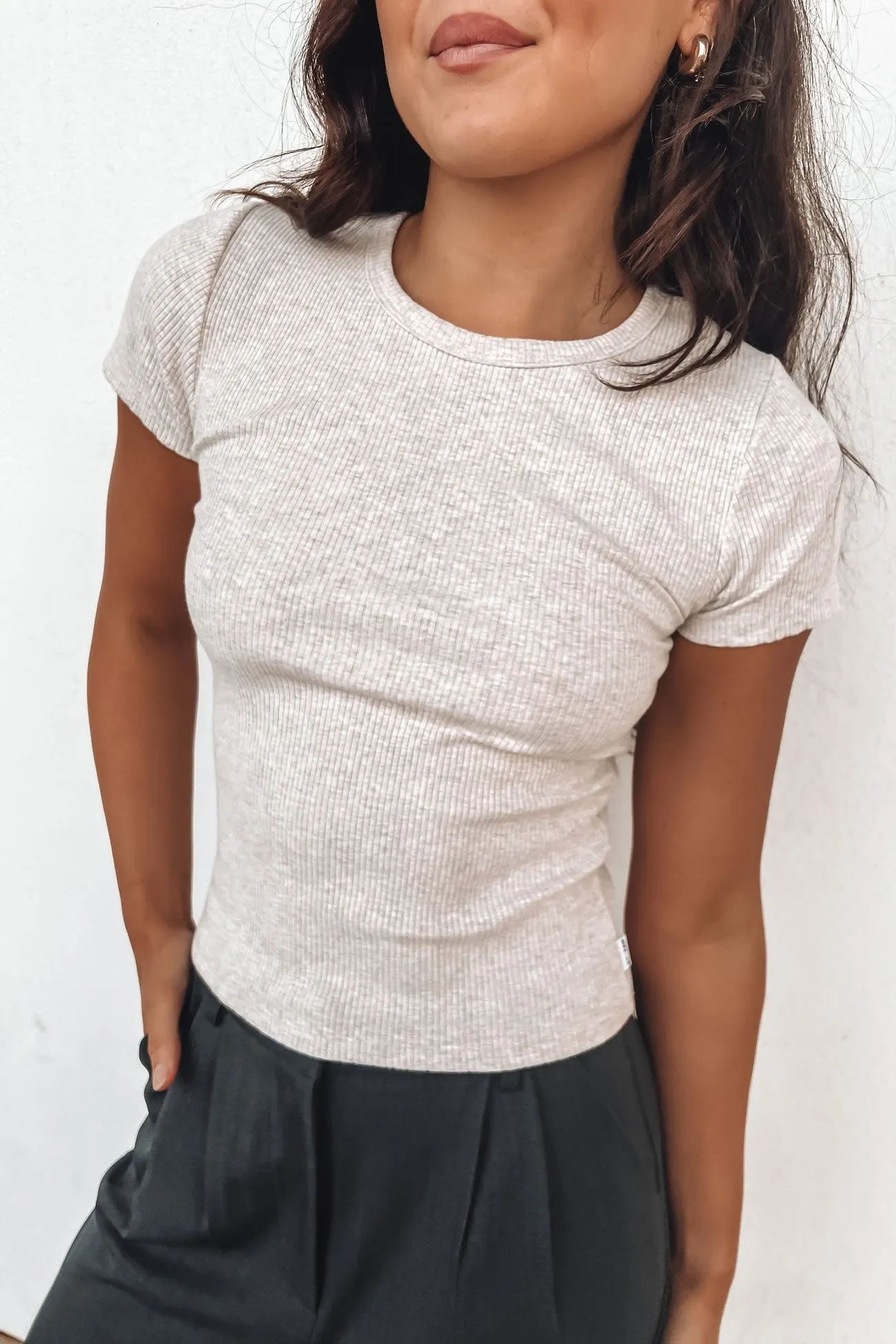 Active Style Seamless Edging Zah Core Rib Tee Oat