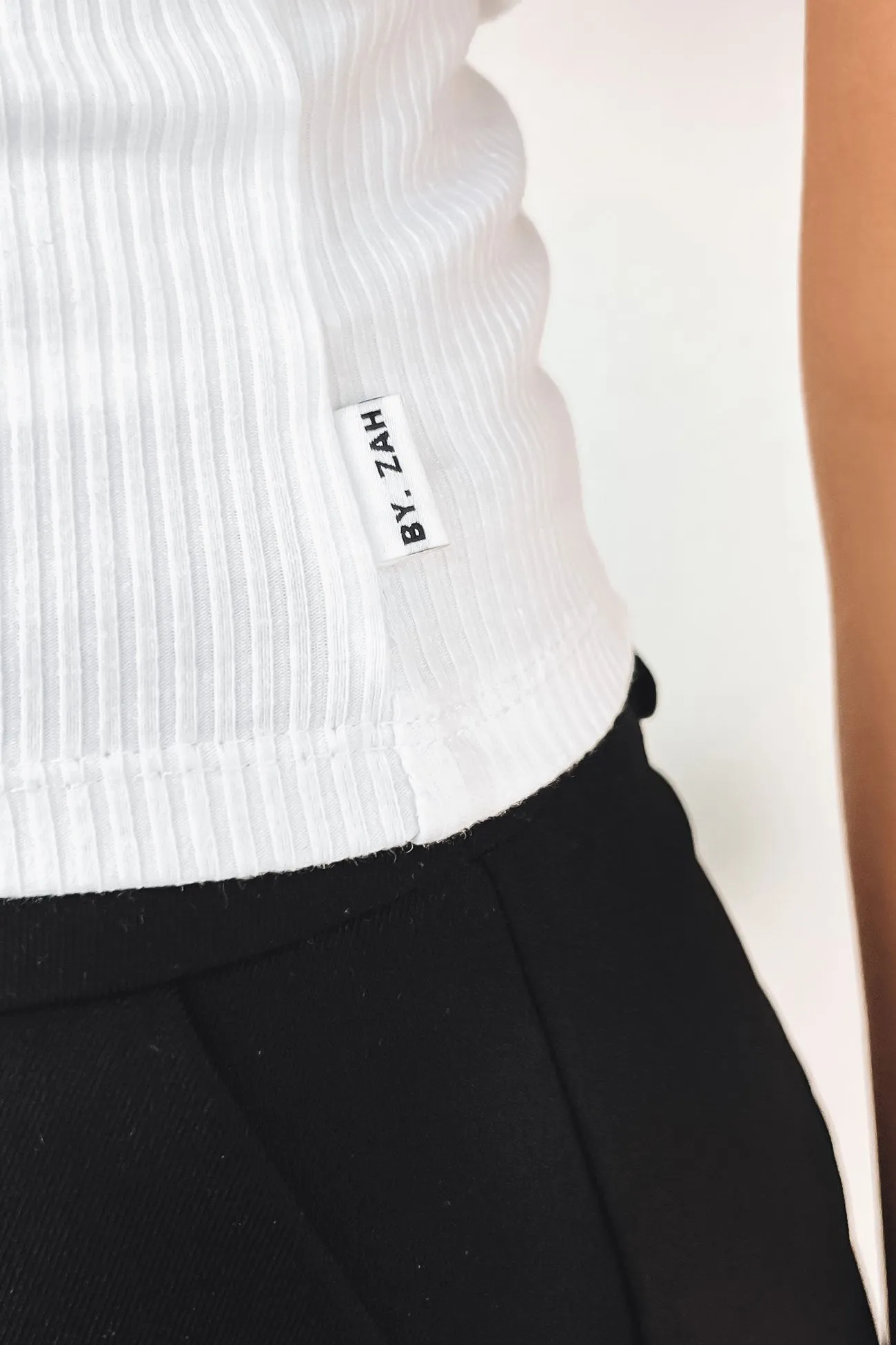 Boat neck style Soft Finish Zah Core Rib Tee White