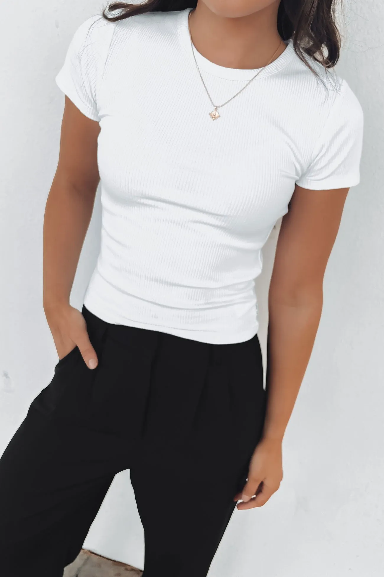 Zah Core Rib Tee White Complementary Colors Adaptable