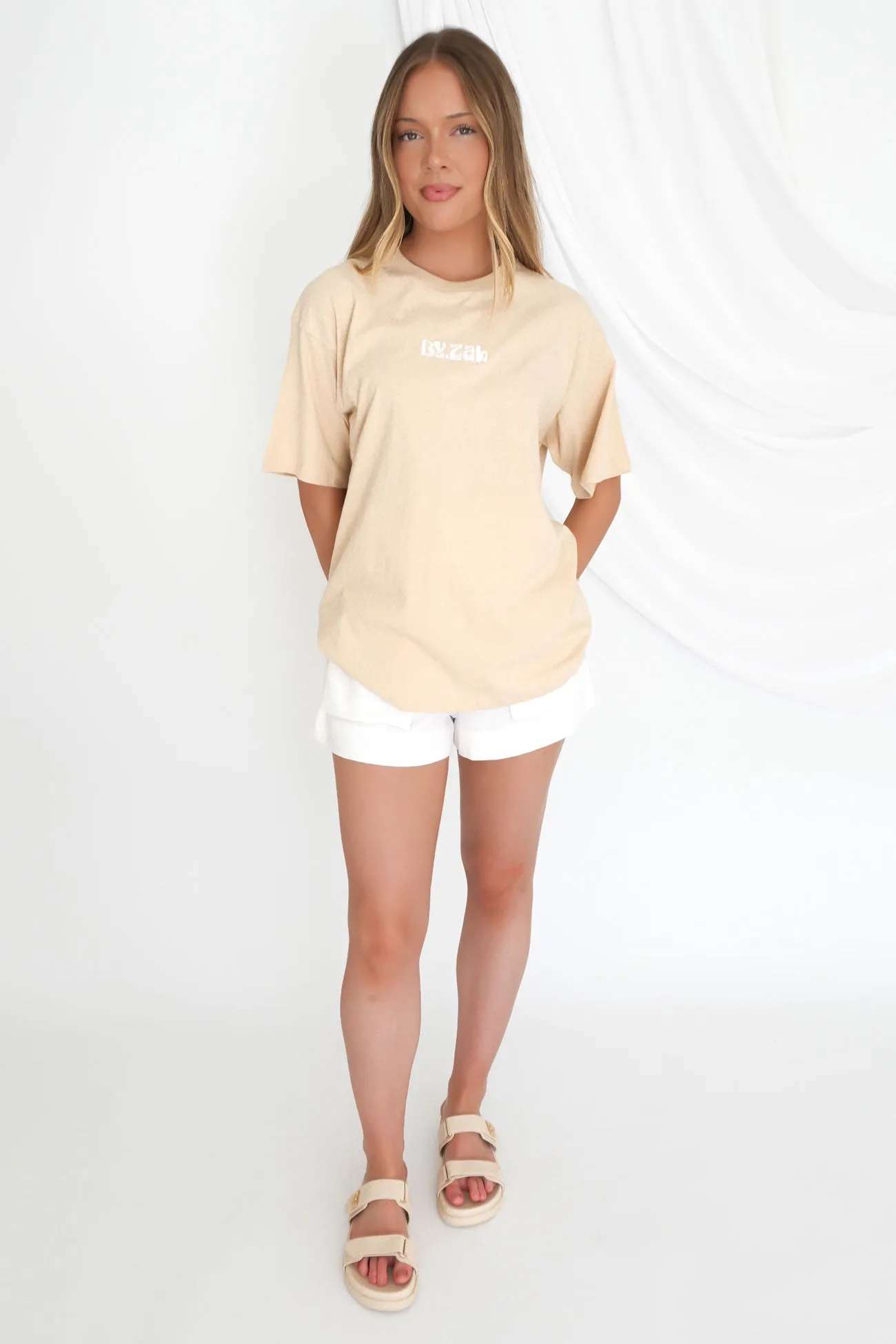 ZAH ZAH Logo Tee Beige Active Look