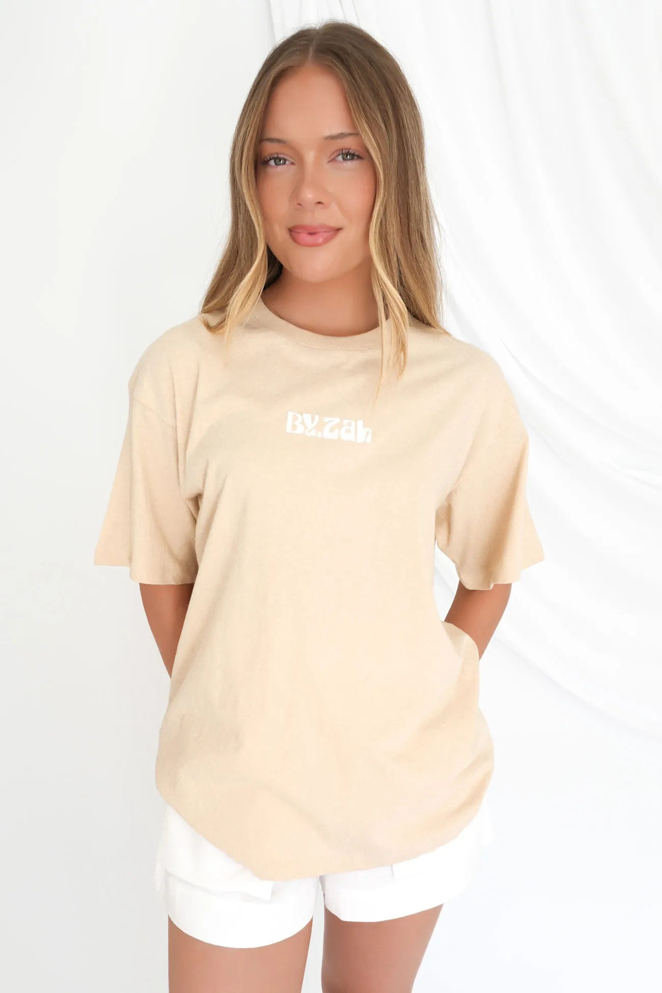 ZAH ZAH Logo Tee Beige yoga clothing