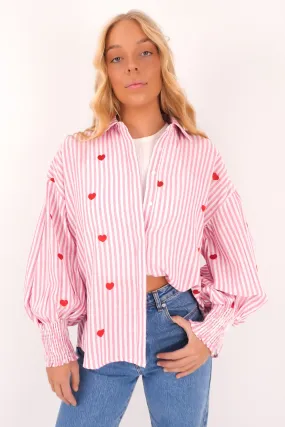 Zavier Shirt Pink Stripe Luxury Feel Warm Insulation