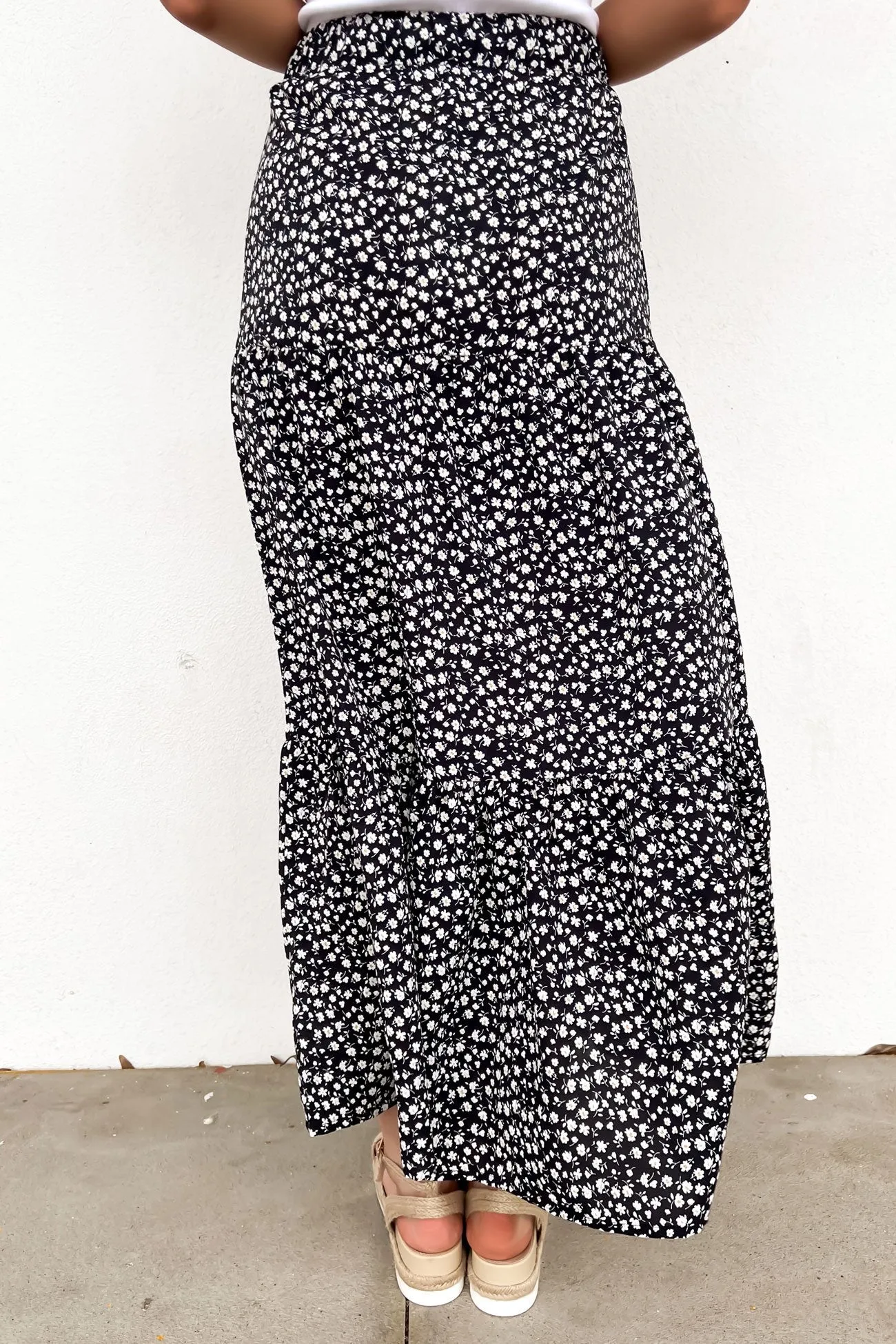 Double Layered Design Breathable Comfort Zendaya Maxi Skirt Floral