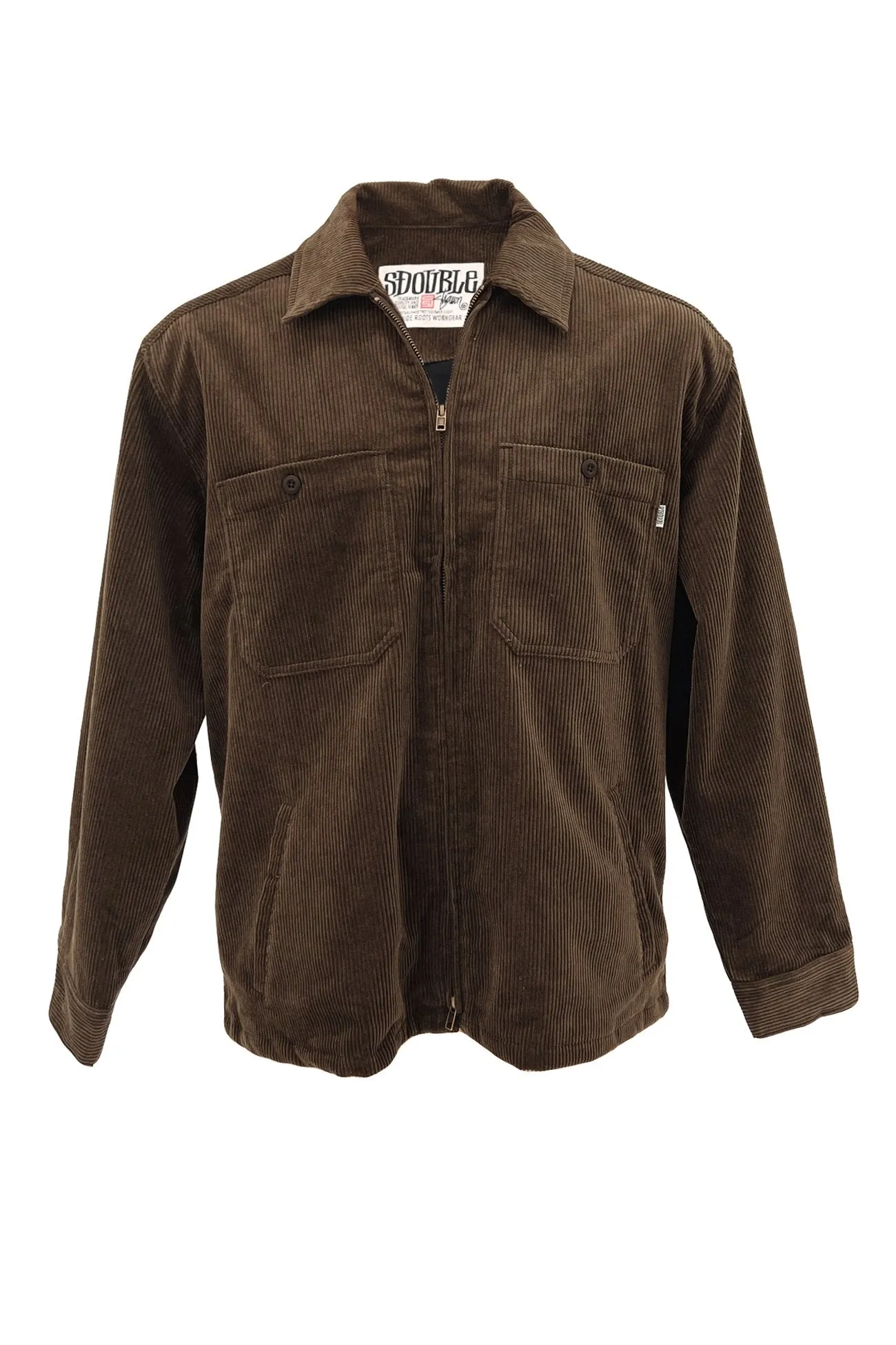 Zip Thru Long Sleeve Cord Shirt Brown Beach Ready Summer Fashion