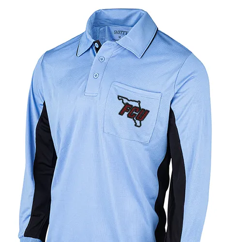 Pastel Shade Sustainable fashion FCU Logo Sky Blue Pro Flex Long Sleeve Umpire Shirts