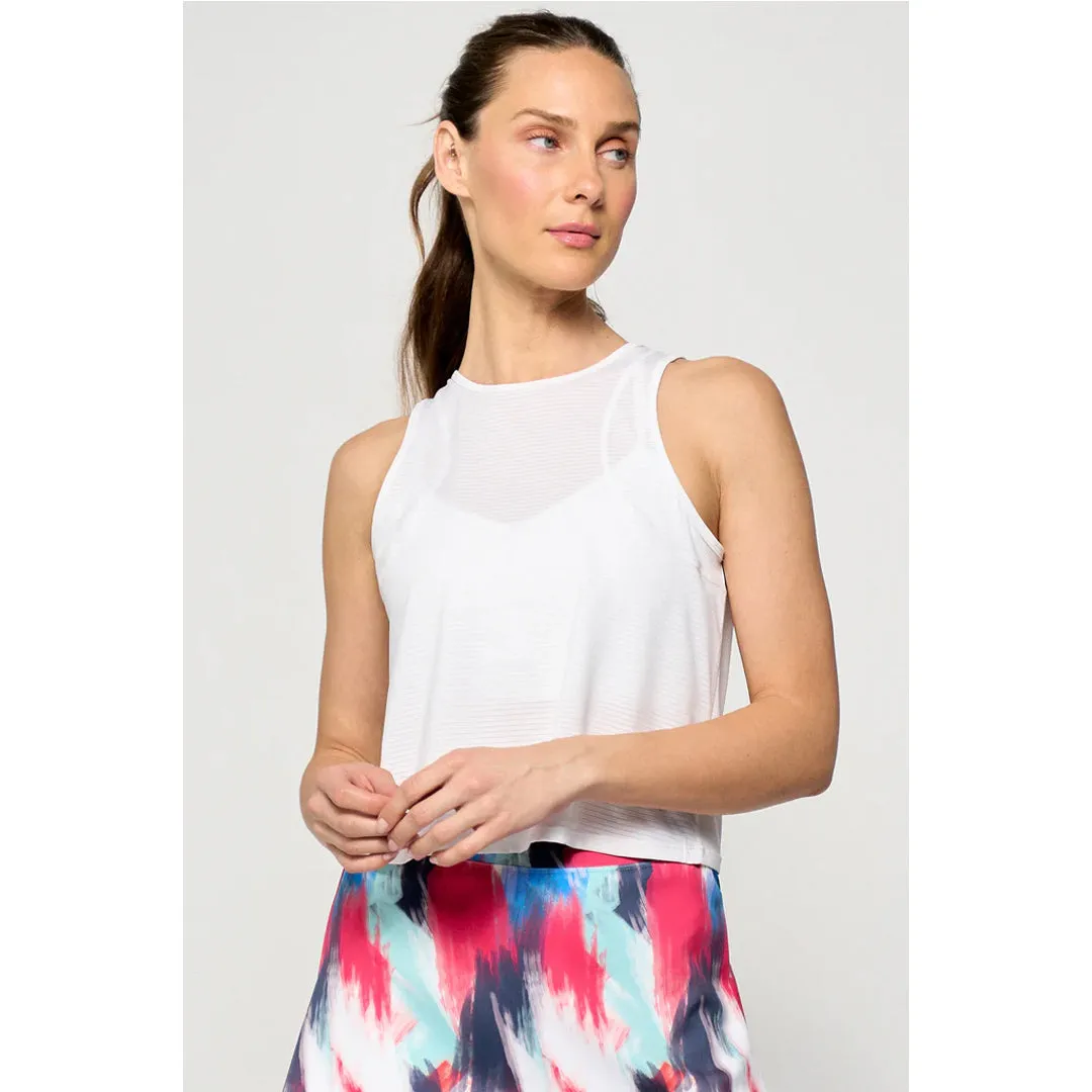 Sheer fabric Elastic waist Zip Up Lija Women's The One To Beat Shift Tank - White