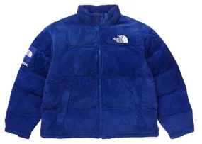 Supreme The North Face Suede Nuptse Jacket Blue Elastic Collar Drawstring