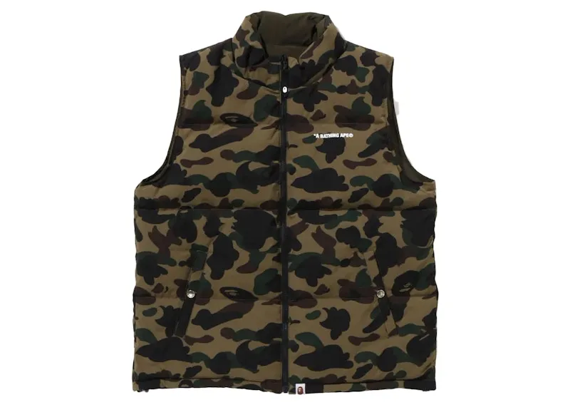Bape 1St Camo Reversible Down Vest (Fw24) Green Stylish Appearance All Season