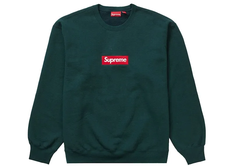 Premium Craft Lace trim Supreme Box Logo Crewneck (Fw22) Dark Pine
