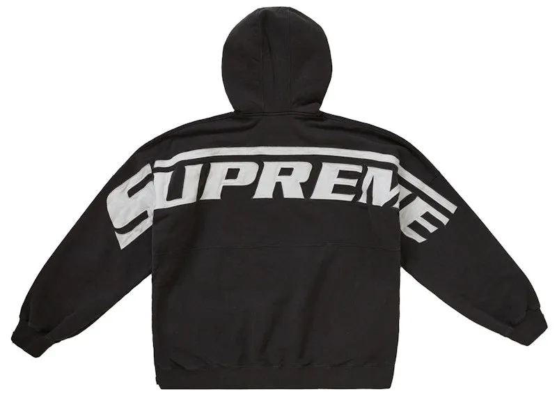 Single Stitching Sophisticated Design Supreme Wrapped Half Zip Hooded Sweatshirt Washed Black