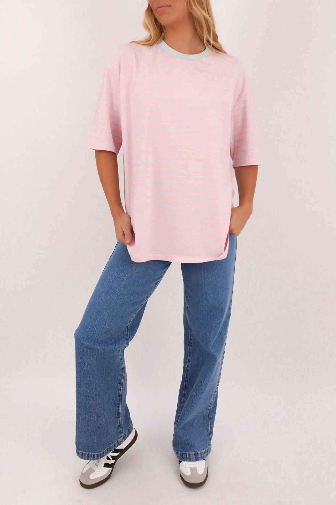 Geometric Pattern Zora Tee Blue Stripe